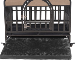 46” Heavy-Duty Furniture-Style Dog Crate – Secure Kennel with Removable Trays & Wheels for Anxious Dogs