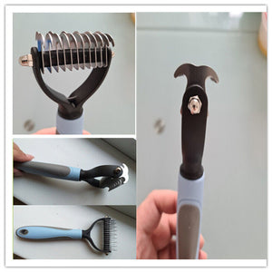 2-Sided Deshedding & Dematting Brush – Pet Grooming Rake for Dogs & Cats