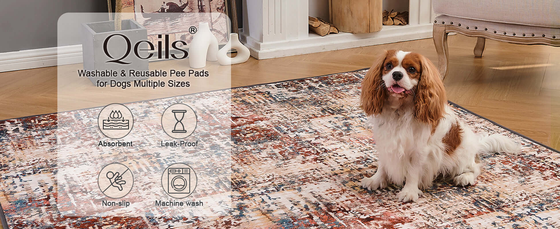 Qeils 2-Pack Washable Dog Pee Pads - Super Absorbent, Leakproof, Non-Slip Training Pads for Crate, Floor, and Couch - Perfect for Puppies and Whelping!