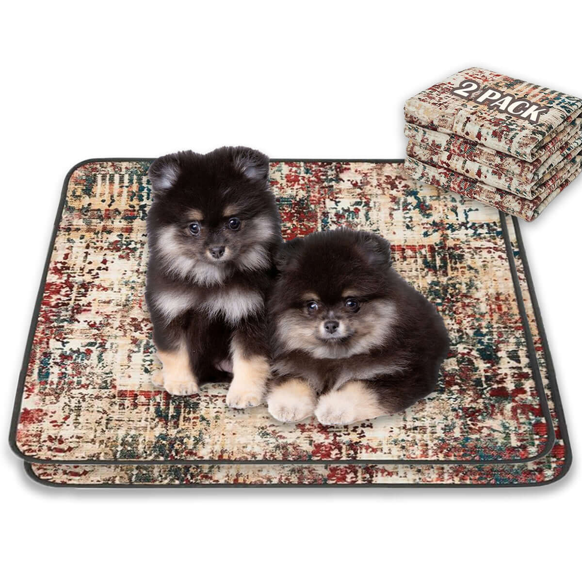 Qeils 2-Pack Washable Dog Pee Pads - Super Absorbent, Leakproof, Non-Slip Training Pads for Crate, Floor, and Couch - Perfect for Puppies and Whelping!