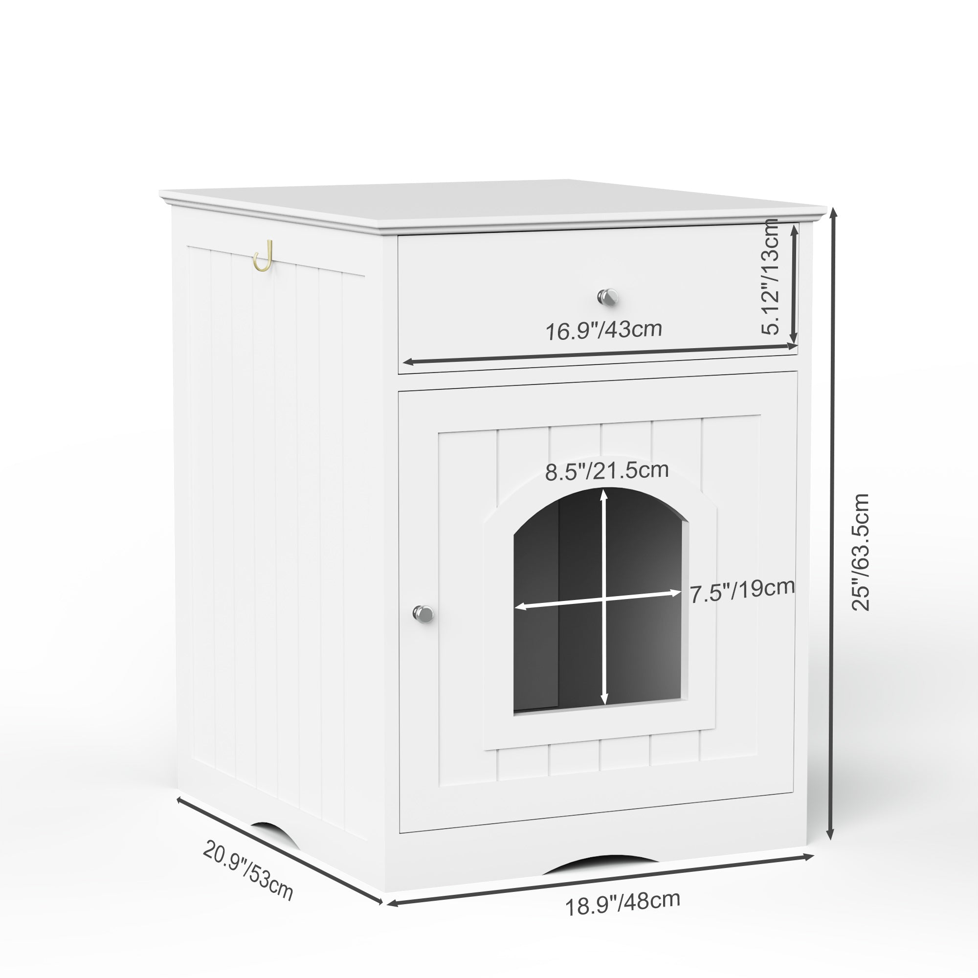 Wooden Pet House Litter Box Fence with Drawers