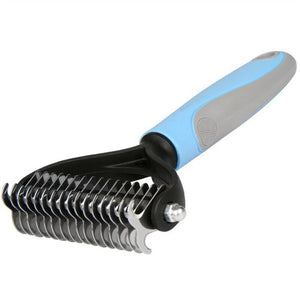 2-Sided Deshedding & Dematting Brush – Pet Grooming Rake for Dogs & Cats