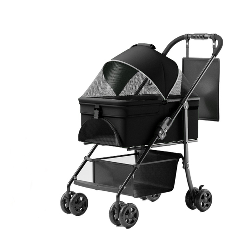 2-in-1 Foldable Pet Stroller & Carrier – 4-Wheel Dog & Cat Travel Stroller with Sun Shade & Waterproof Pad