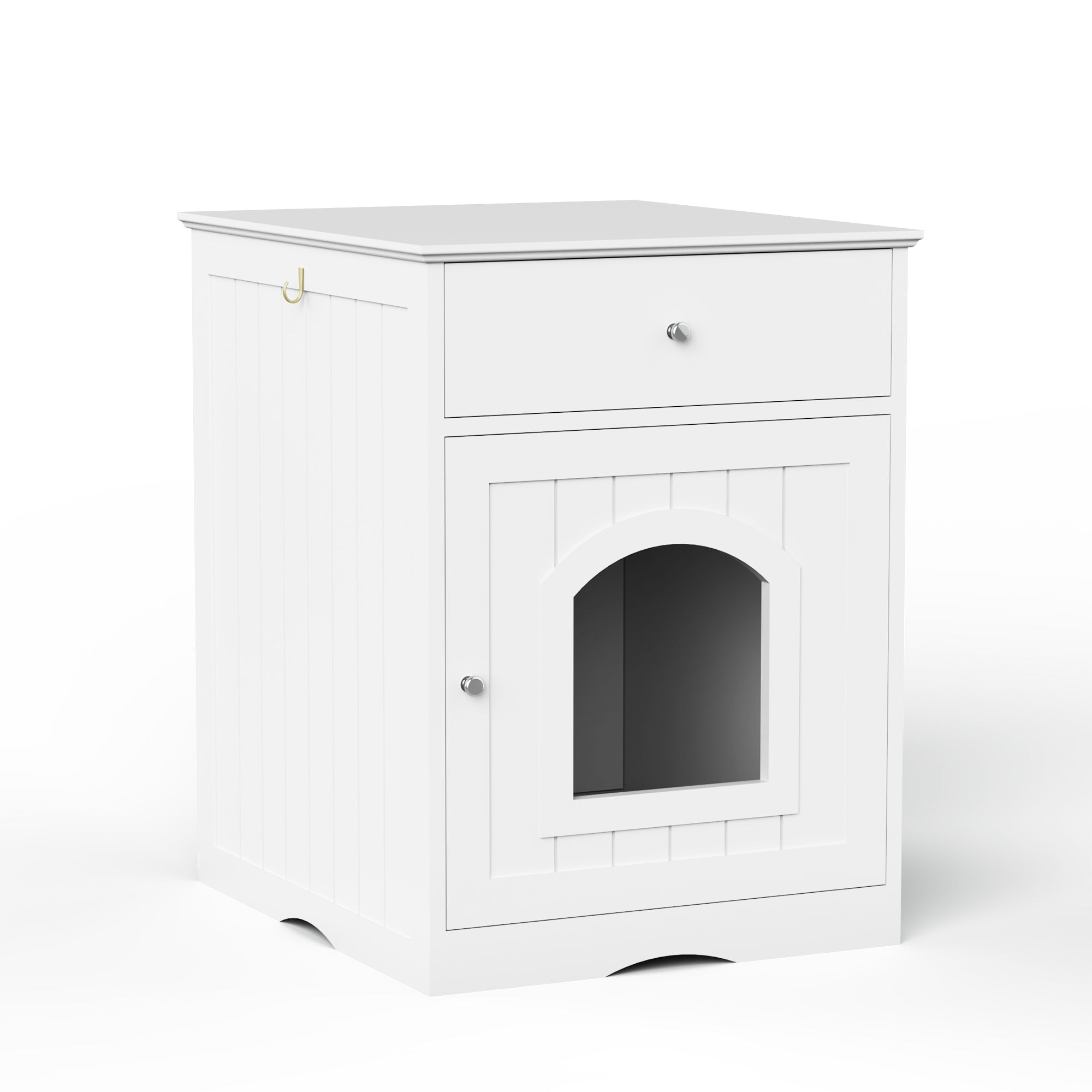 Wooden Pet House Litter Box Fence with Drawers