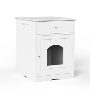 Wooden Pet House Litter Box Fence with Drawers