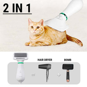 2 in 1 Pet Drying Brush Pet Hair Dryer Comb