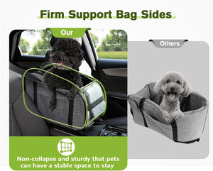 Console Dog Car Seat Dog Armrest Booster Seat, Soft Pad Center Console Dog Car Seat for Puppy, Puppy Car Seat Pet Booster Seat with Safe Strap, Suitable for Small Dog up To11Bls