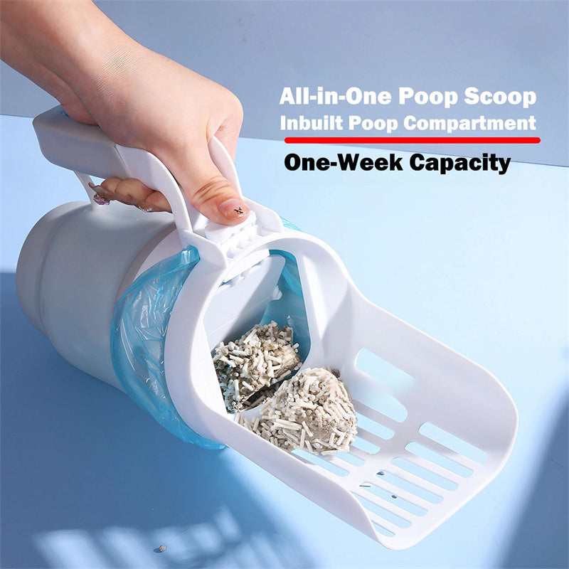 Upgraded Wide Cat Litter Scoop with Refill Bags – Large Self-Cleaning Litter Box Waste Bin System