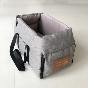 Portable Console Booster Dog Car Seat & Carrier for Small Pets with Safety Tether for Center Armrest