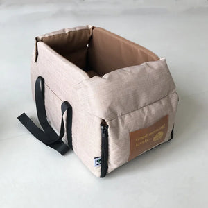 Portable Console Booster Dog Car Seat & Carrier for Small Pets with Safety Tether for Center Armrest