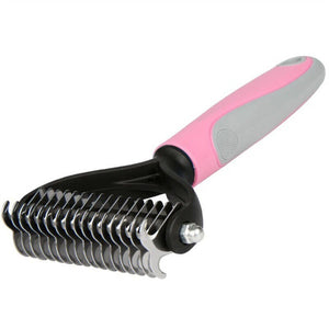 2-Sided Deshedding & Dematting Brush – Pet Grooming Rake for Dogs & Cats