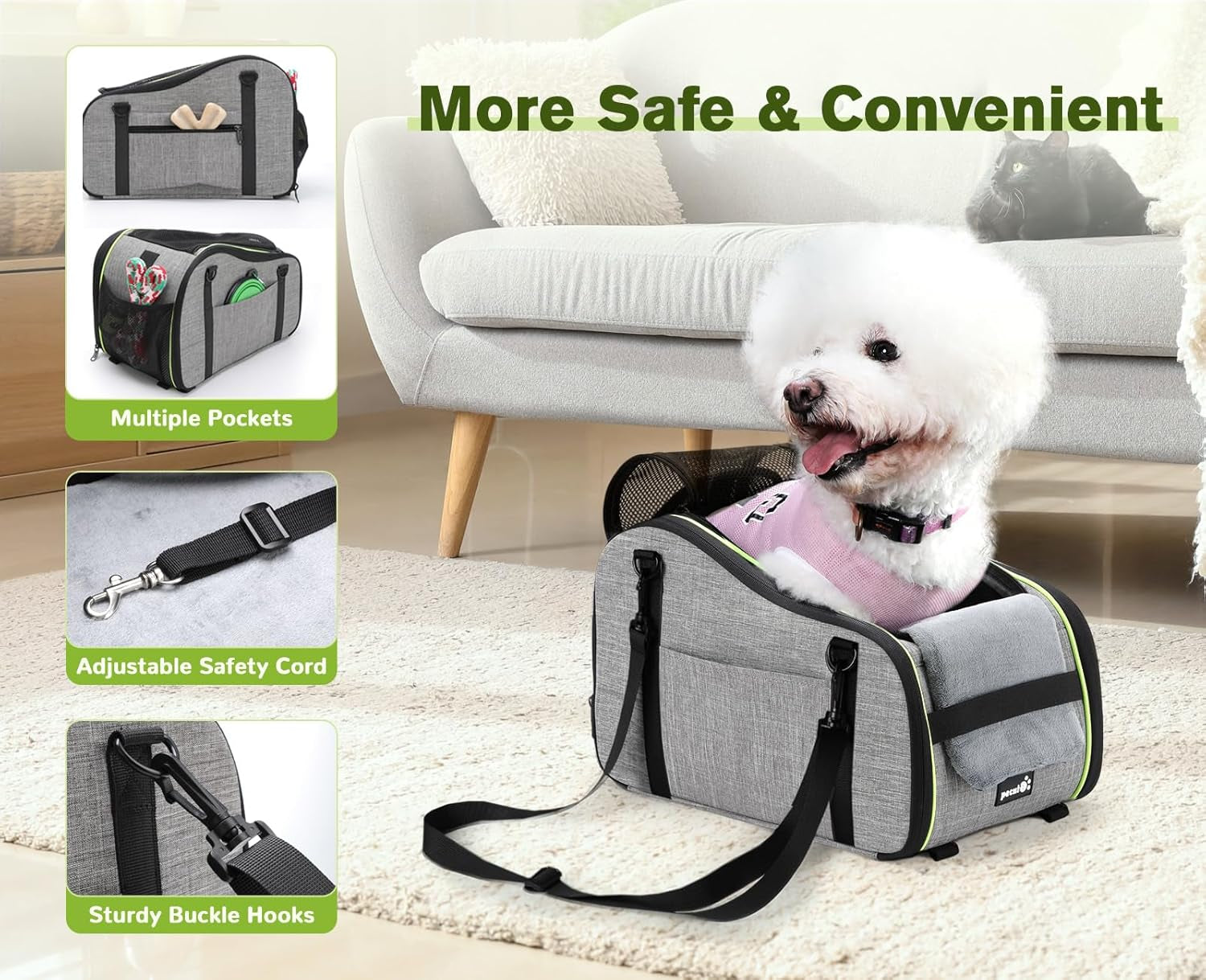 Console Dog Car Seat Dog Armrest Booster Seat, Soft Pad Center Console Dog Car Seat for Puppy, Puppy Car Seat Pet Booster Seat with Safe Strap, Suitable for Small Dog up To11Bls