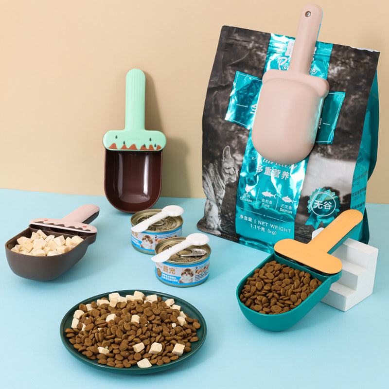 Snack Bag with Canned Spoon Embedded in Shovel Cat Dog Feeding Spoon Pet Supplies