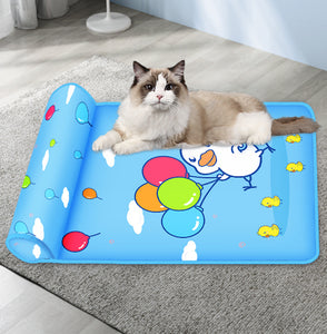 Breathable Cooling Dog Mat with Pillow – Washable Ice Pad Bed for Dogs & Cats