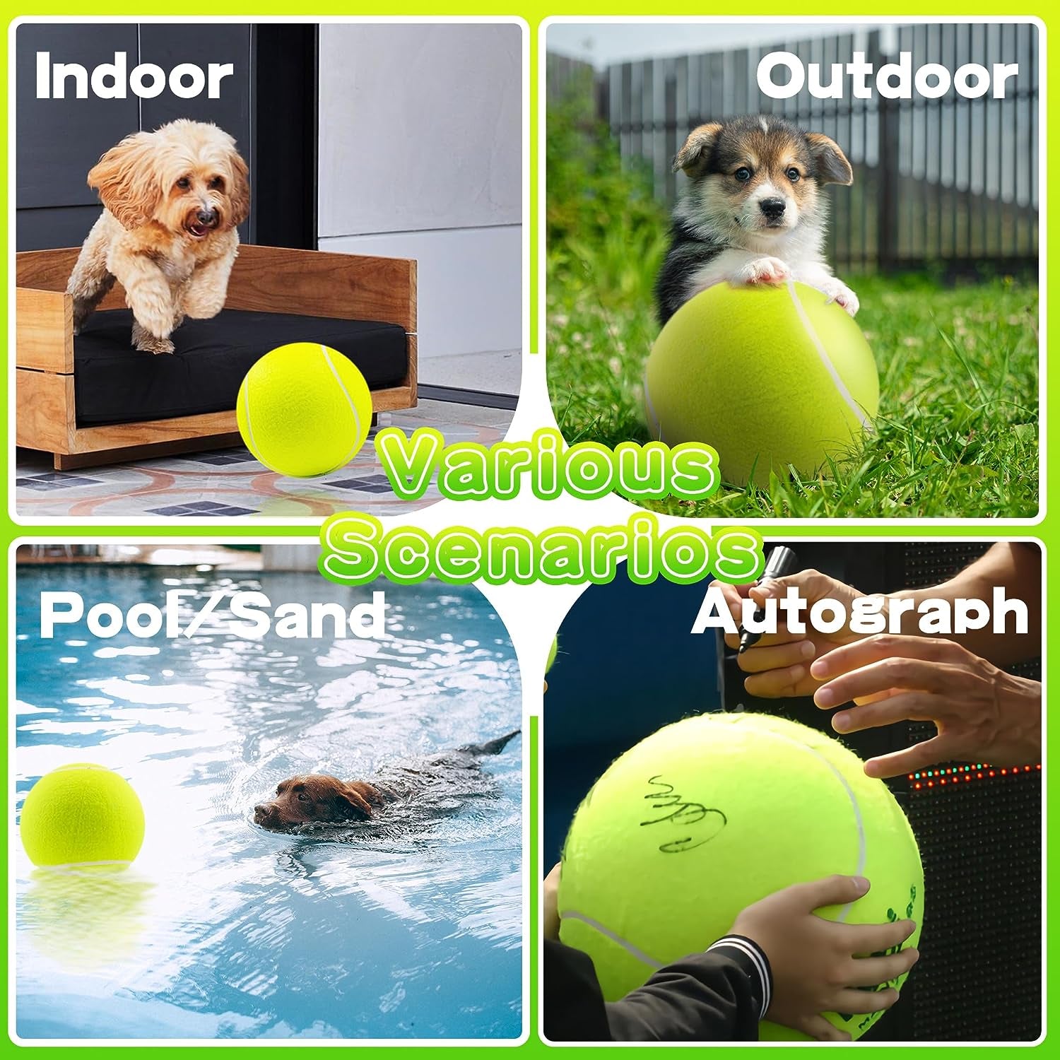 Giant 9.5" Dog Tennis Ball Large Pet for Small Medium Large Dog