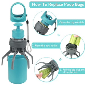 Ultimate Portable Dog Pooper Scooper with Built-In Bag Dispenser - Lightweight Eight-Claw Shovel for Easy Pet Cleanup
